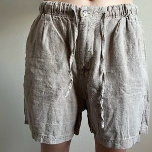 Gramicci Linen Shorts Elastic Waist Zipper/Button Closure Pockets Size Large